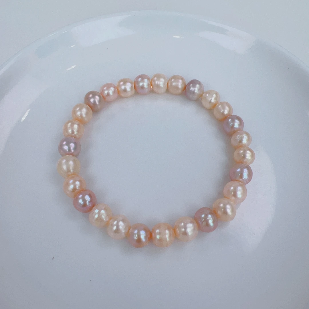 【混彩】约6-7mm淡水无核珍珠手链百搭时尚气质糖果色  DSL00850