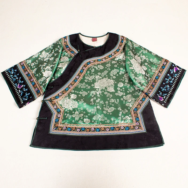 【慕青】复古新中式纯手工桑蚕丝香云纱全开襟女士民族风提花上衣