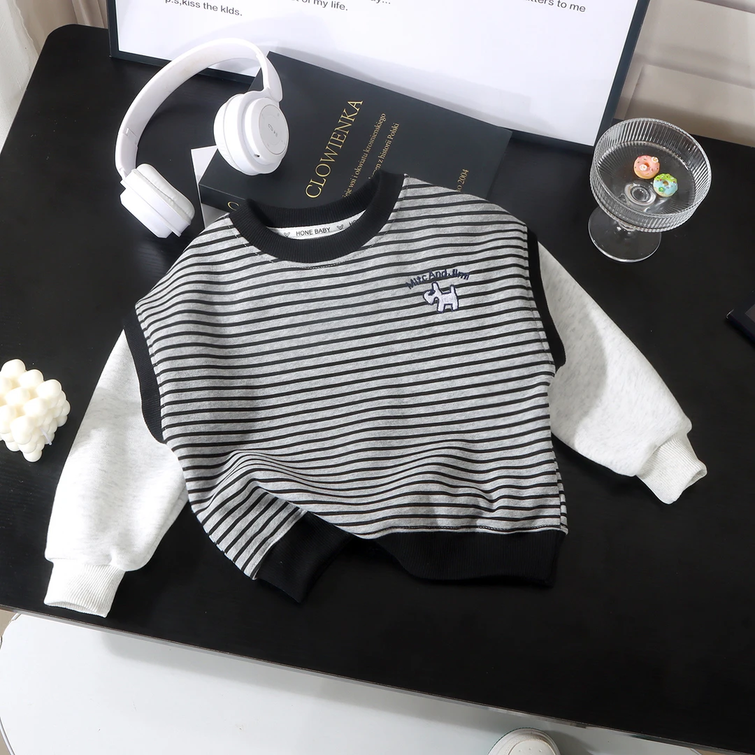 男童卫衣假两件上衣春秋款2025新款儿童装痞帅男孩宝宝秋装衣服