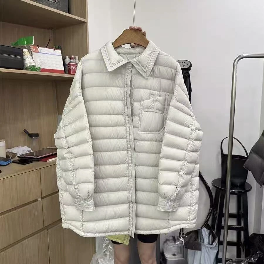 伟丽6店4404款【韩版衬衫款翻领羽绒服外套】薄款短款厚款女士外套