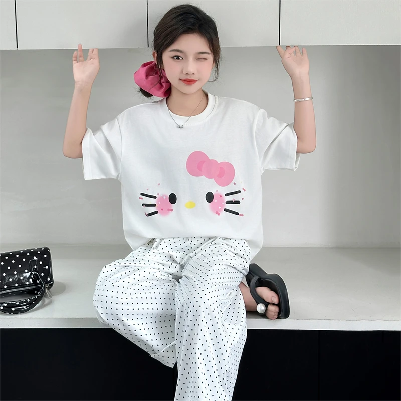 女童夏装套装2025新款洋气时髦儿童短袖夏季中大童休闲运动两件套