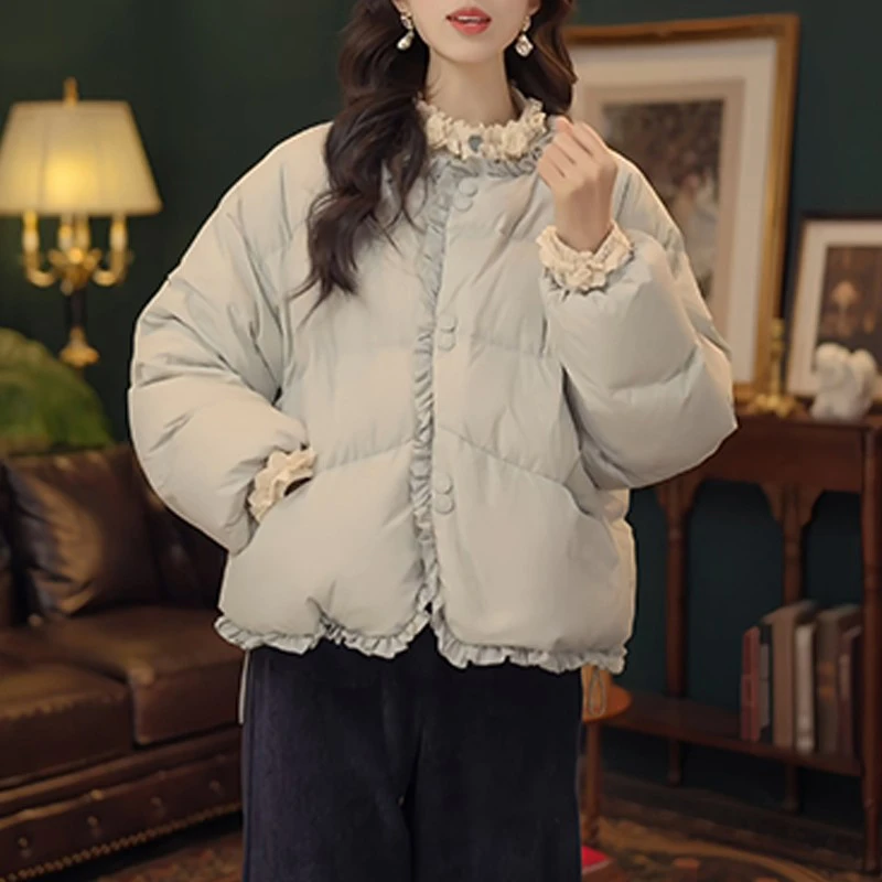 独特超好看保暖棉服女2025新款冬季圆领加厚棉袄超火面包棉衣外套