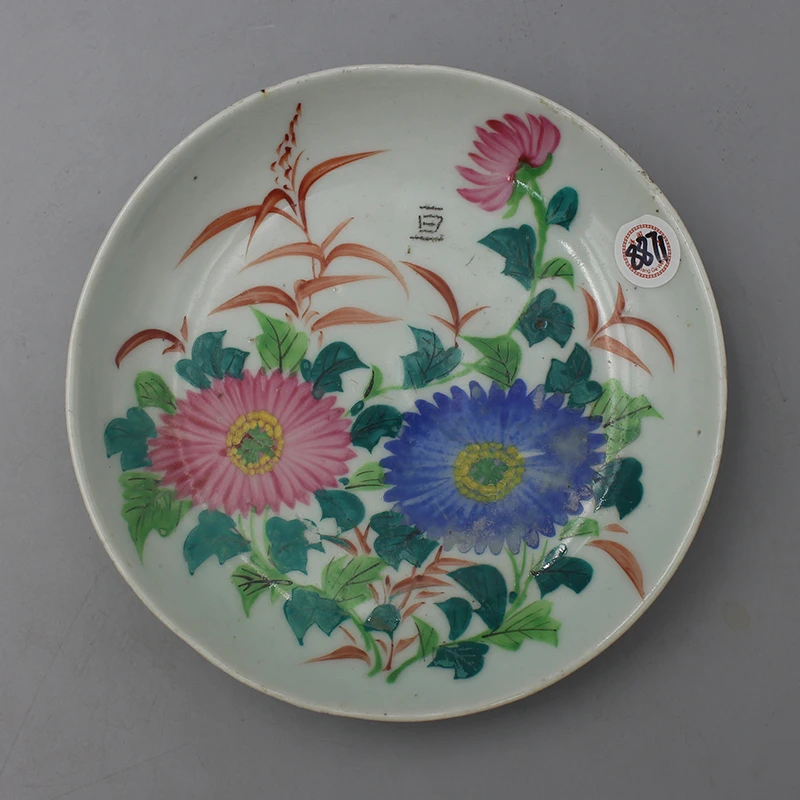 8871瓷器--粉彩花卉纹盘一对