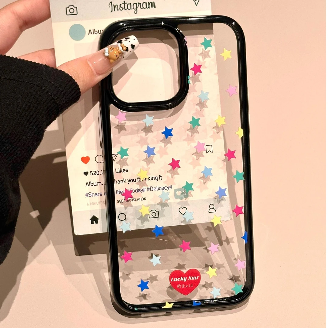 满屏五彩星星适用于苹果16promax手机壳15plus简约14pro新款13pro