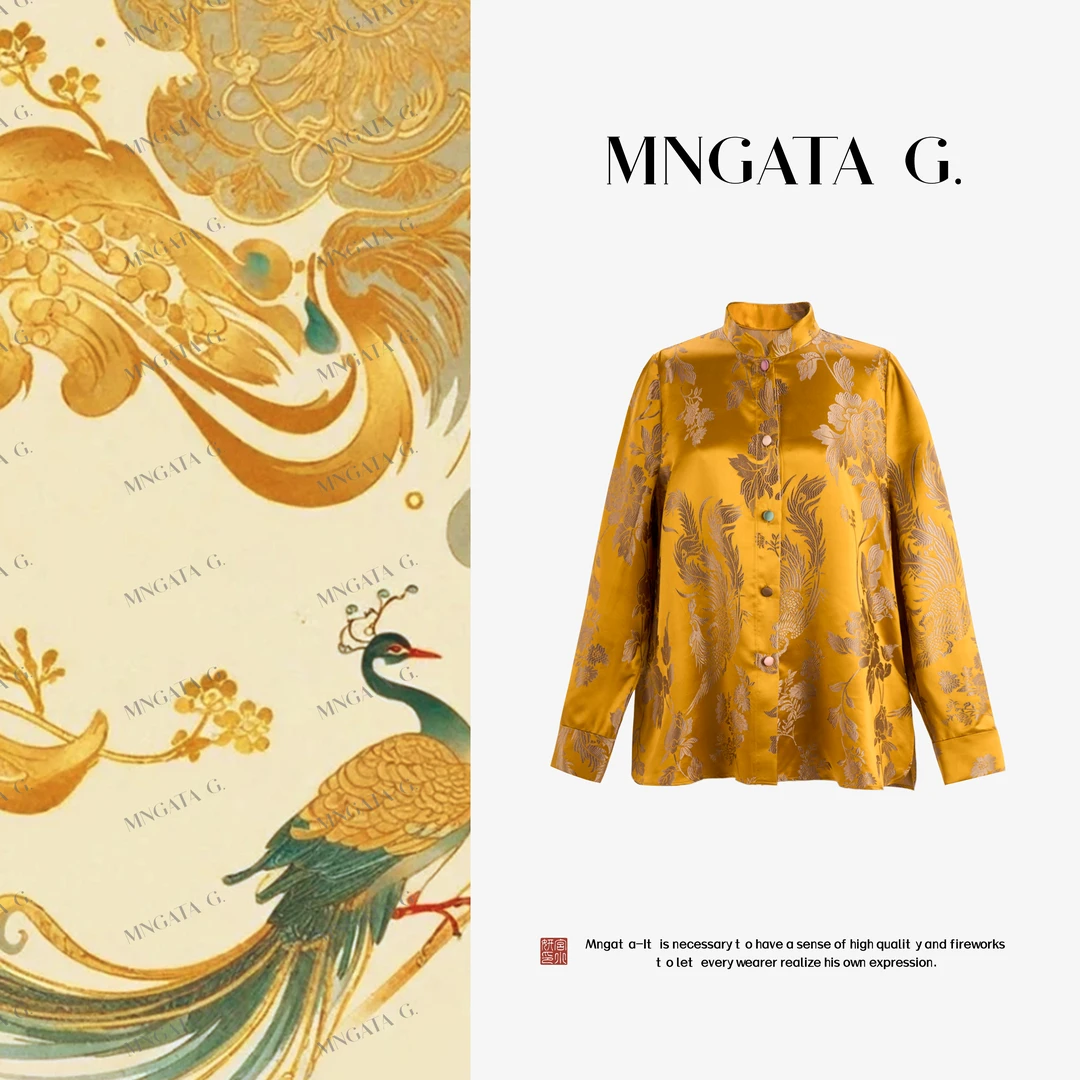 MNGATA G.宫小妍【瑞紫鎏金】琥珀流光早秋新中式中国风外套5071514