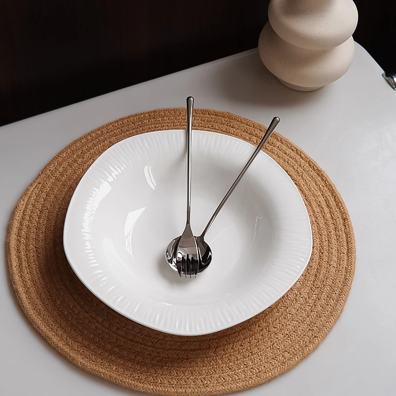 10寸25cm*4.5cm红海五角碗盘子家用陶瓷菜盘纯白盘子酒店盘
