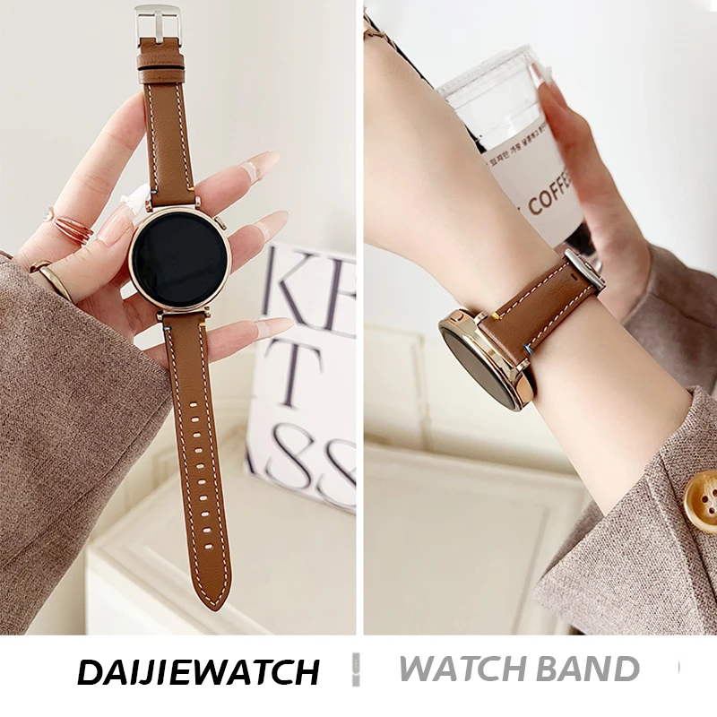 适用华为手表表带gt6新款小羊皮秋冬女款gt5真皮3腕带gt4时尚百搭