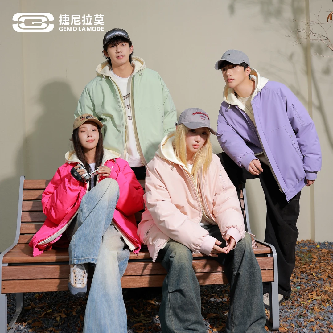 【敖瑞鹏代言】捷尼拉莫25秋冬男女同款假两件棉服外套加厚保暖棉袄