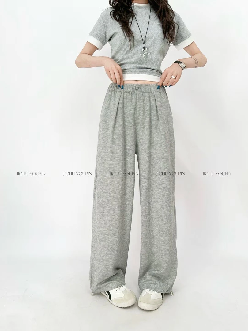 长裤透气无弹力纯色夏季休闲裤显瘦九分宽松运动春夏休闲韩版