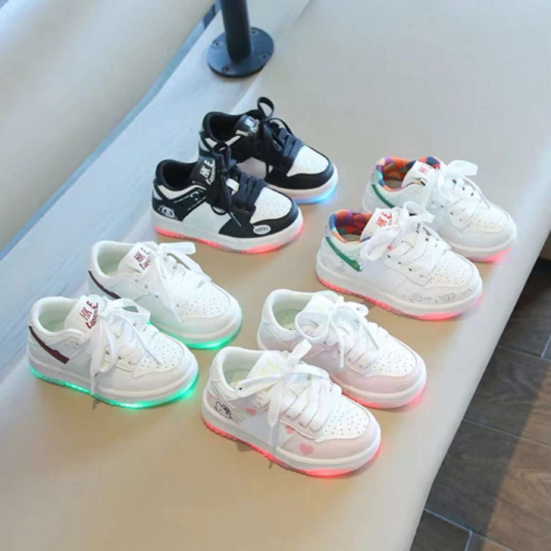 小兔子-充电亮灯板鞋-男女童秋季小白鞋板鞋 175