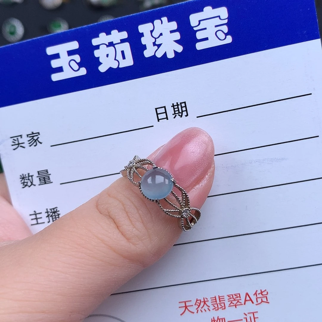 翡翠戒指银S925镶嵌曾**上戒指925