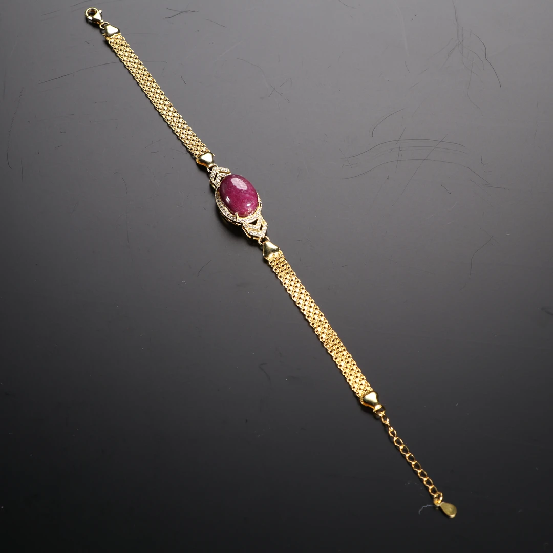 近现代 D250227136博古通今/集古藏今/银胎鎏金红宝石手链