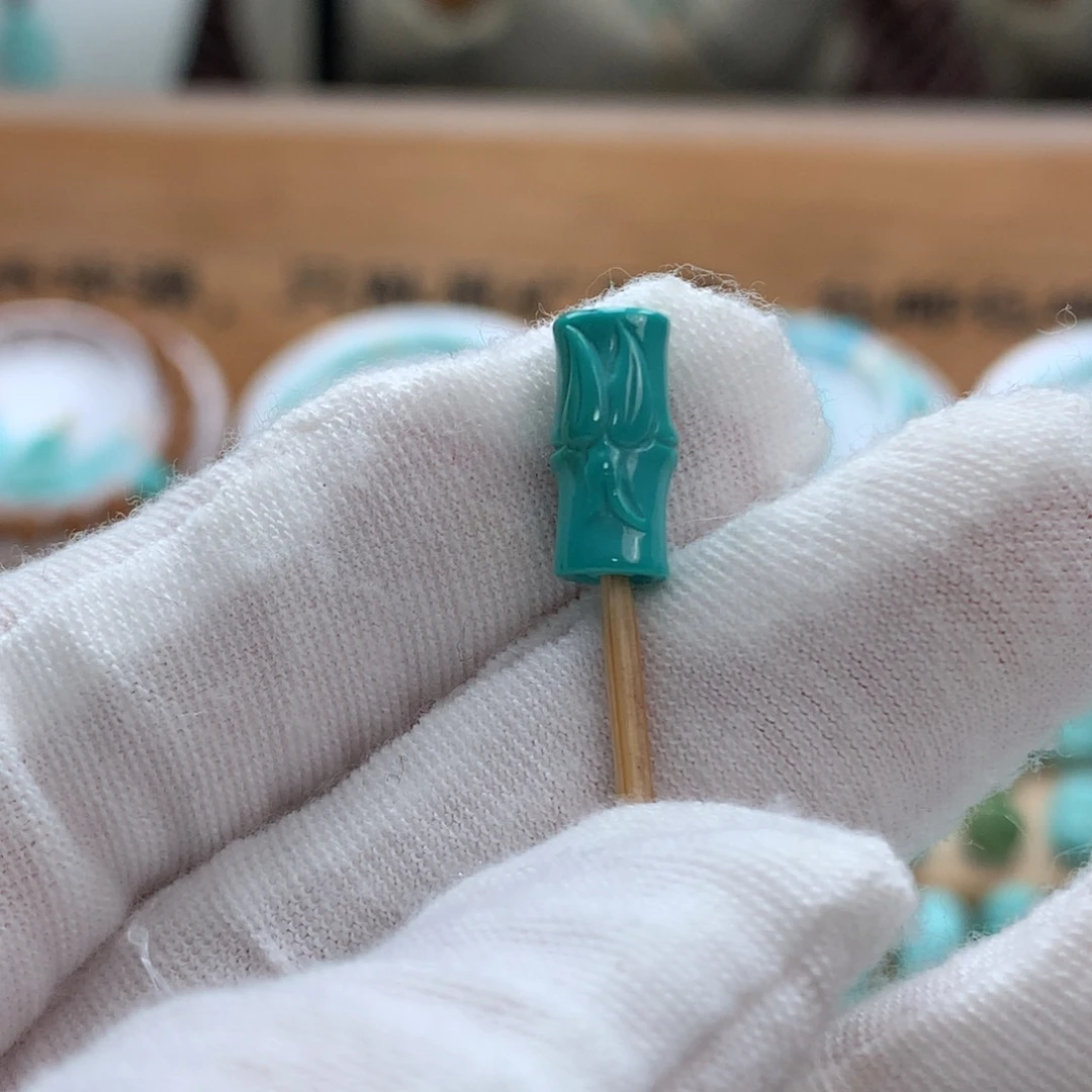 绿松石未镶嵌原矿绿松石竹节配饰