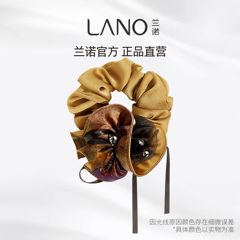 兰诺【流金织梦】香云纱花朵蝴蝶结飘带发圈精致温婉贵气后脑勺头绳