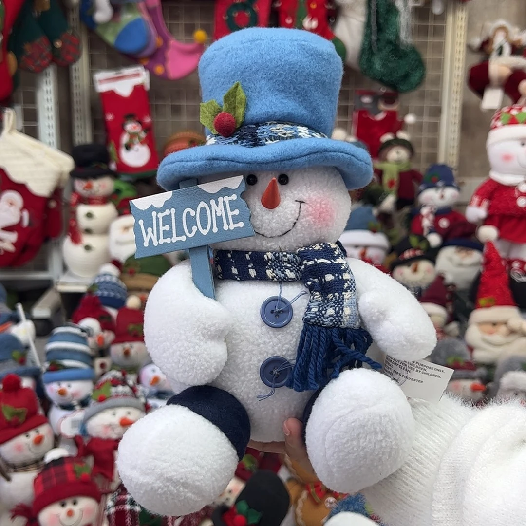 毛绒圣诞雪人摆件