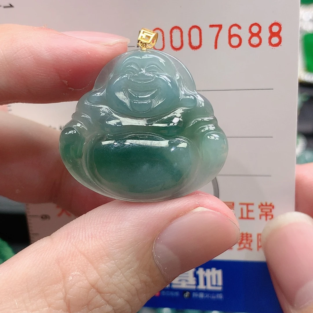 翡翠吊坠(不含链)18K金镶嵌