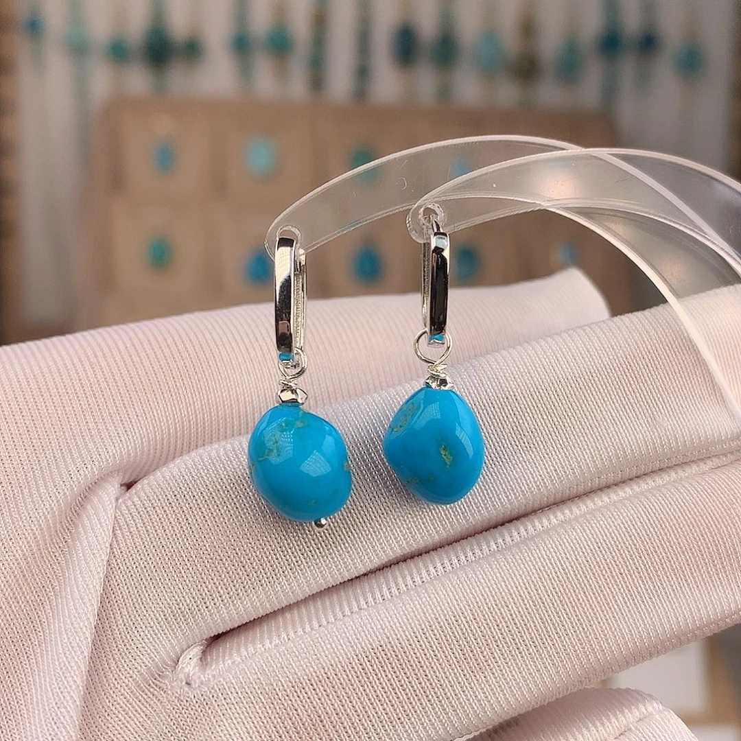 绿松石未镶嵌耳饰