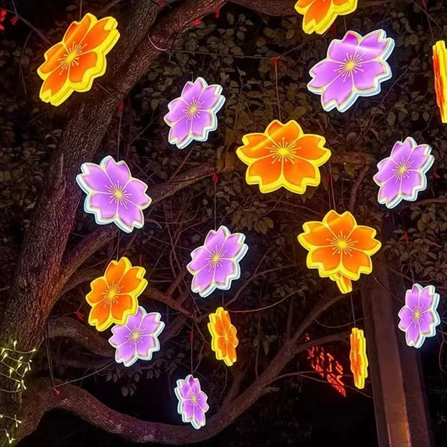 彩灯发光梅花灯花朵挂灯户外防水街道亮化庭院树木装饰灯氛围灯