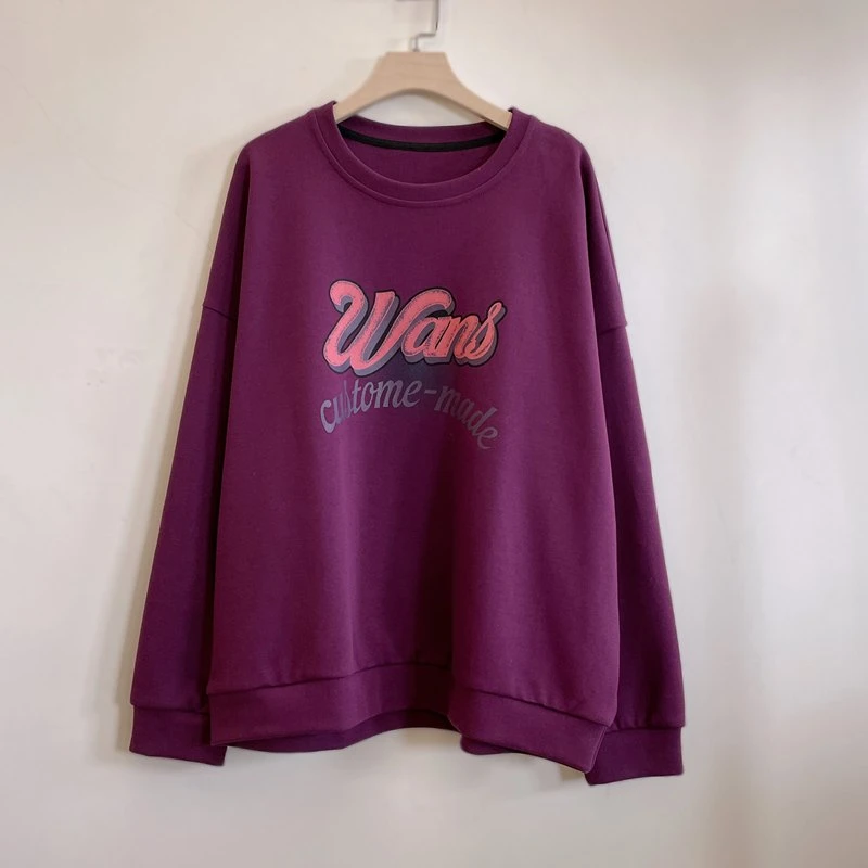 紫色休闲时尚百搭宽松圆领长袖卫衣2025春季新款舒适上衣YX104965