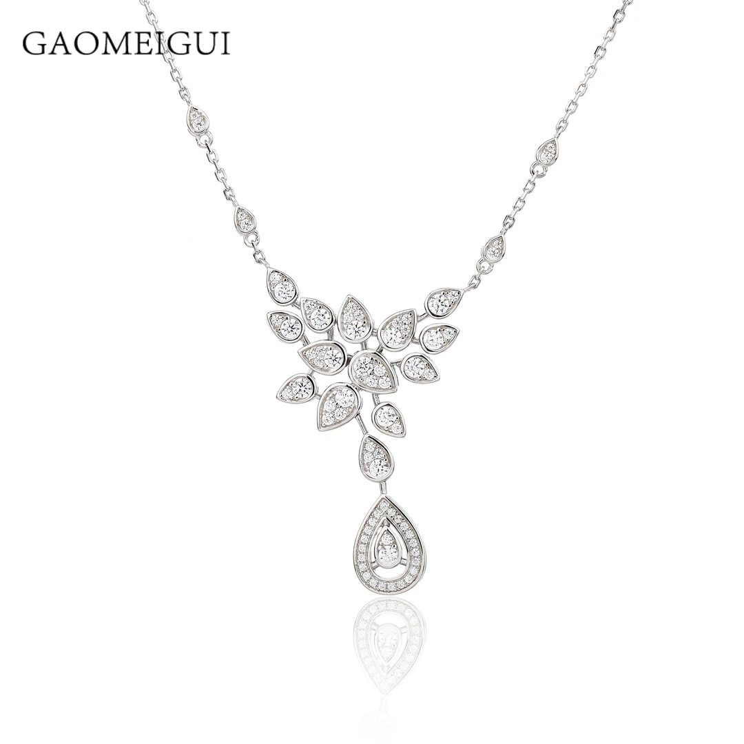 坠链均925银合成锆石 新款日常水滴皇冠项链A0116