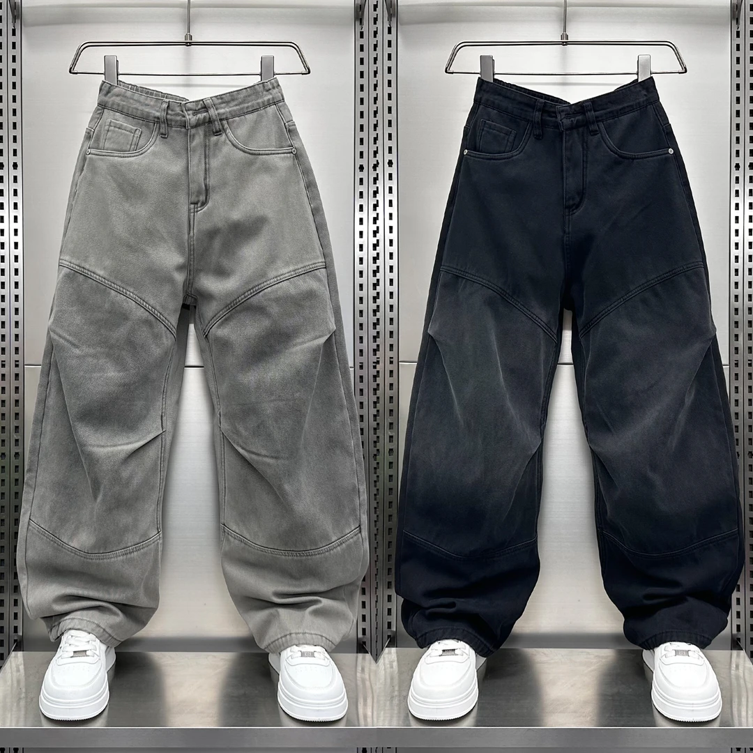 美式重工水洗伞兵工装裤秋冬加绒潮牌宽松百搭纯棉休闲长裤拖地裤