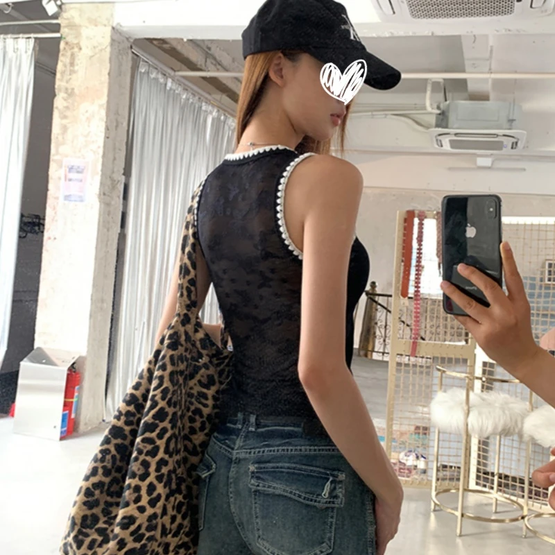 美式时尚小众通勤百搭高级设计感无袖背心修身显瘦辣妹女上衣