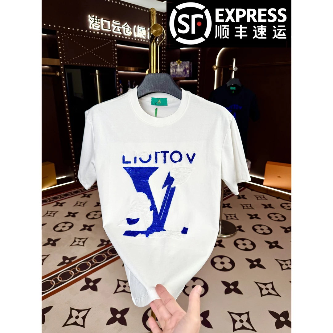 【顺丰包邮】春季男女同款新款重工亮片刺绣宽松休闲打底T恤【2587】