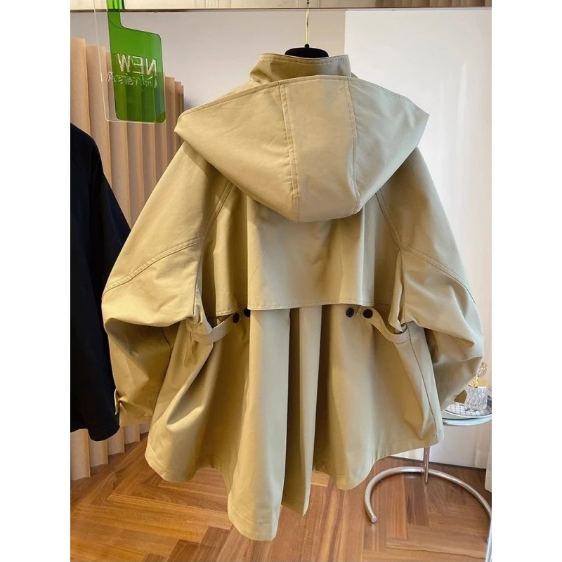 大尺码2-300斤宽松款连帽高级感风衣外套2025新款爆款洋气冲锋衣