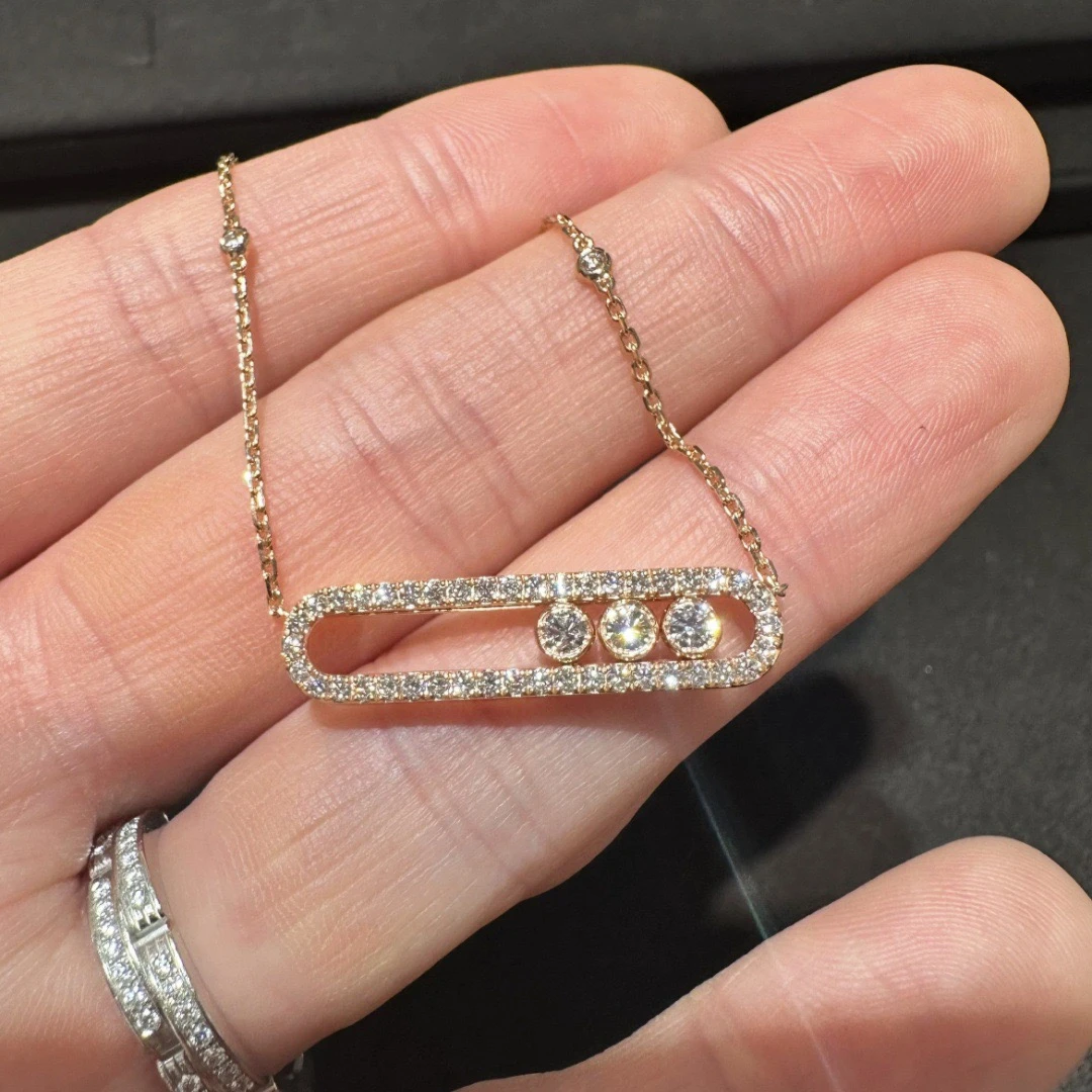 合金项链 时来运转18k设计感高级精致高级感法式金色女珠宝项链