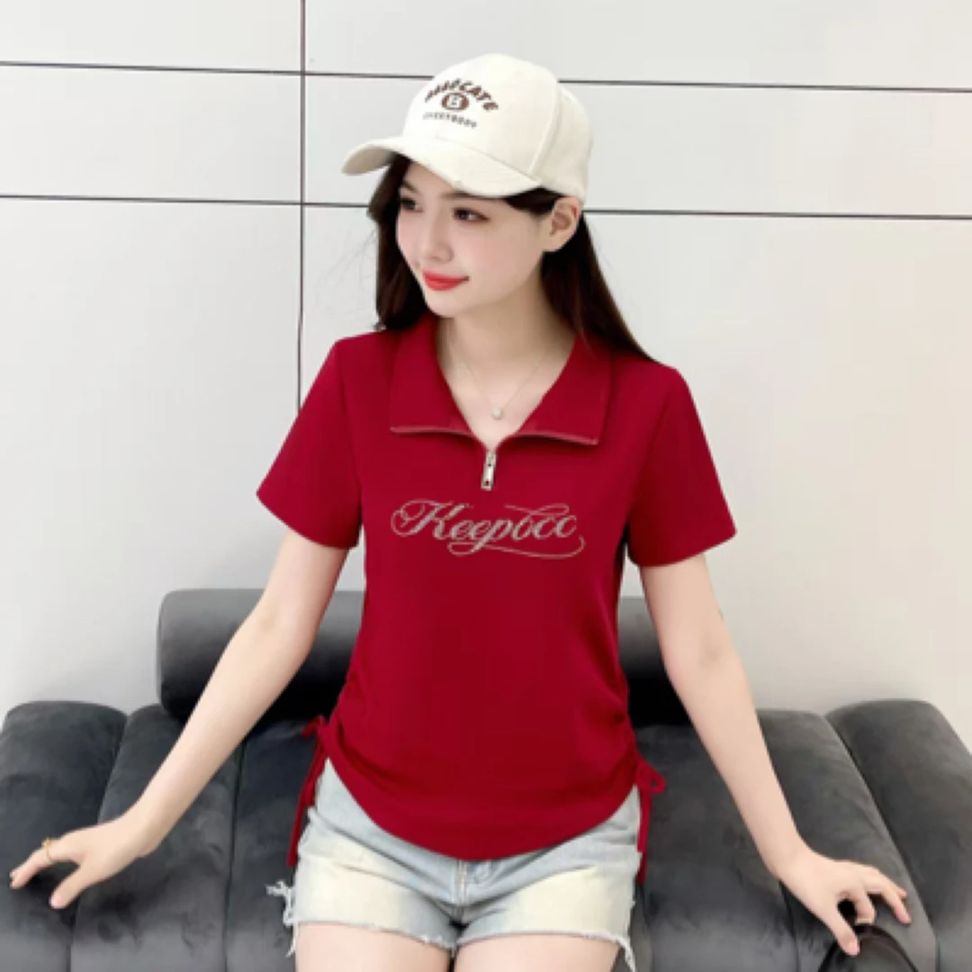 9862#【衣长53】短袖打底衫女百搭2025新款夏季显瘦小衫设计感上衣