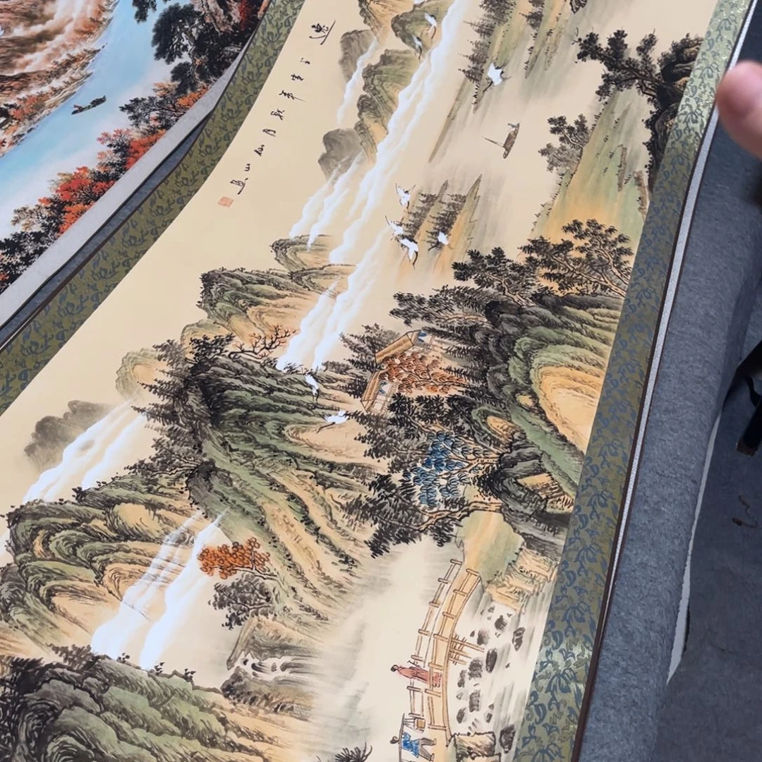 溪山隐逸六尺横幅东方美学装饰画210*70