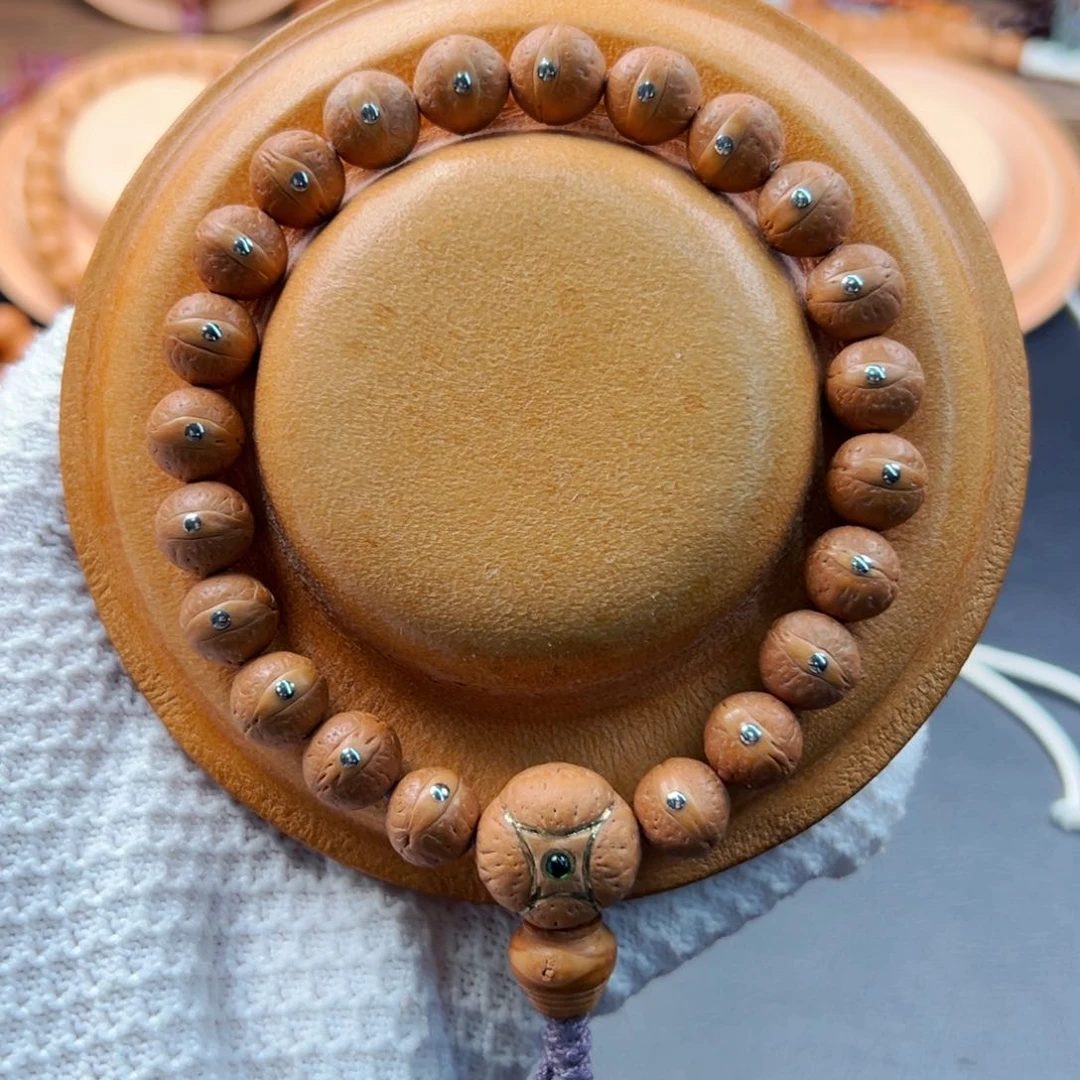 手串凤眼菩提10.5mm银钉镶嵌