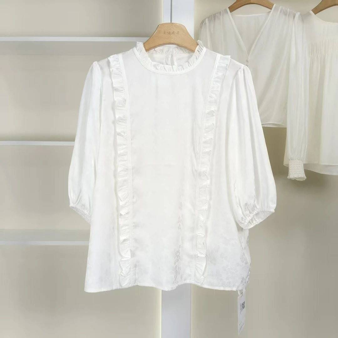 麦迪尚品【夕Y】50909574 春季时尚法式半袖上衣衬衫品牌女装