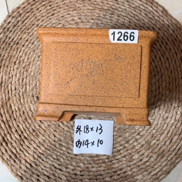 紫砂花盆  柴烧奎面刻绘一颗印1266