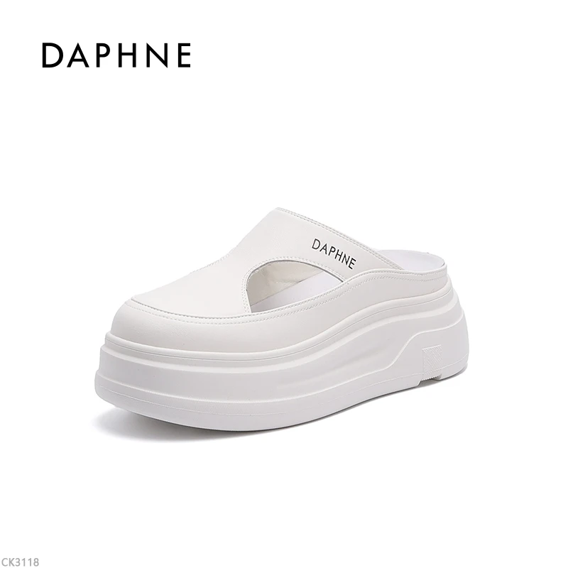 达芙妮透气半拖鞋女2026夏季潮流时尚厚底增高一脚蹬包头半拖NI