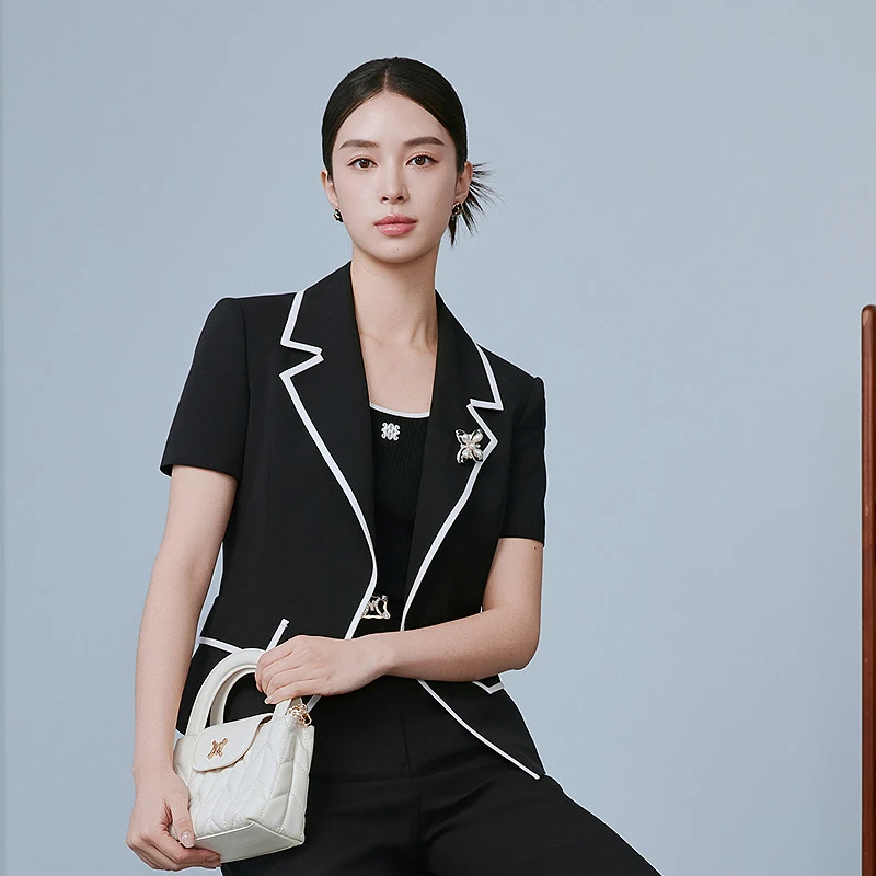 【安雅专属】新款经典黑白西装职场女气质上衣MOGB02WJK053B11