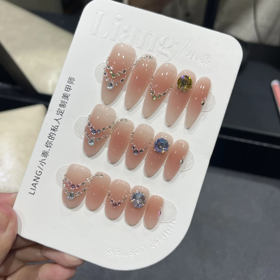 【紫金粉柔珠】高端 纯手工 定制 穿戴甲 轻奢美甲显白气质穿戴式