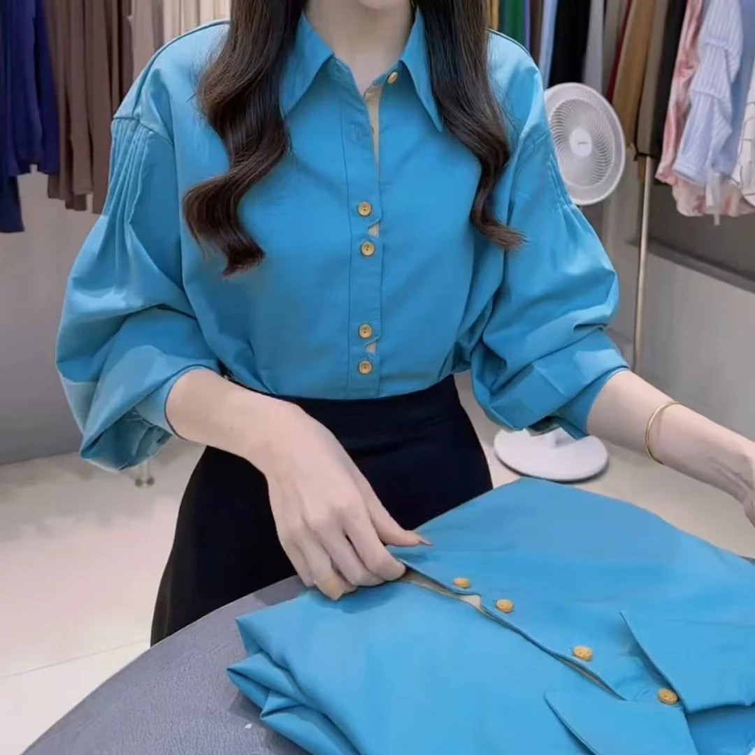 2025春季新款时尚显瘦气质女士网红洋气衬衫百搭款D7754