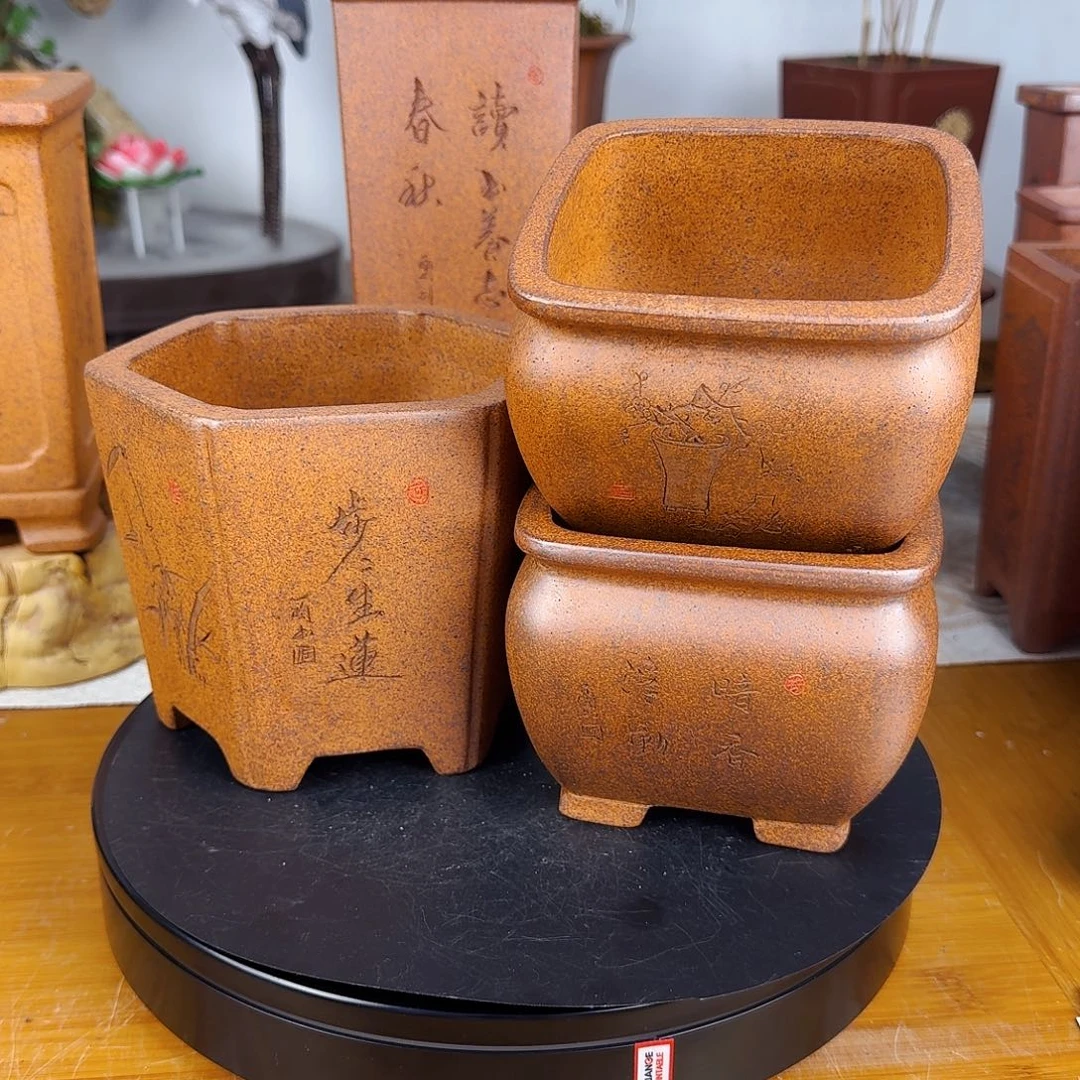 紫砂花盆白*紫砂花盆三个