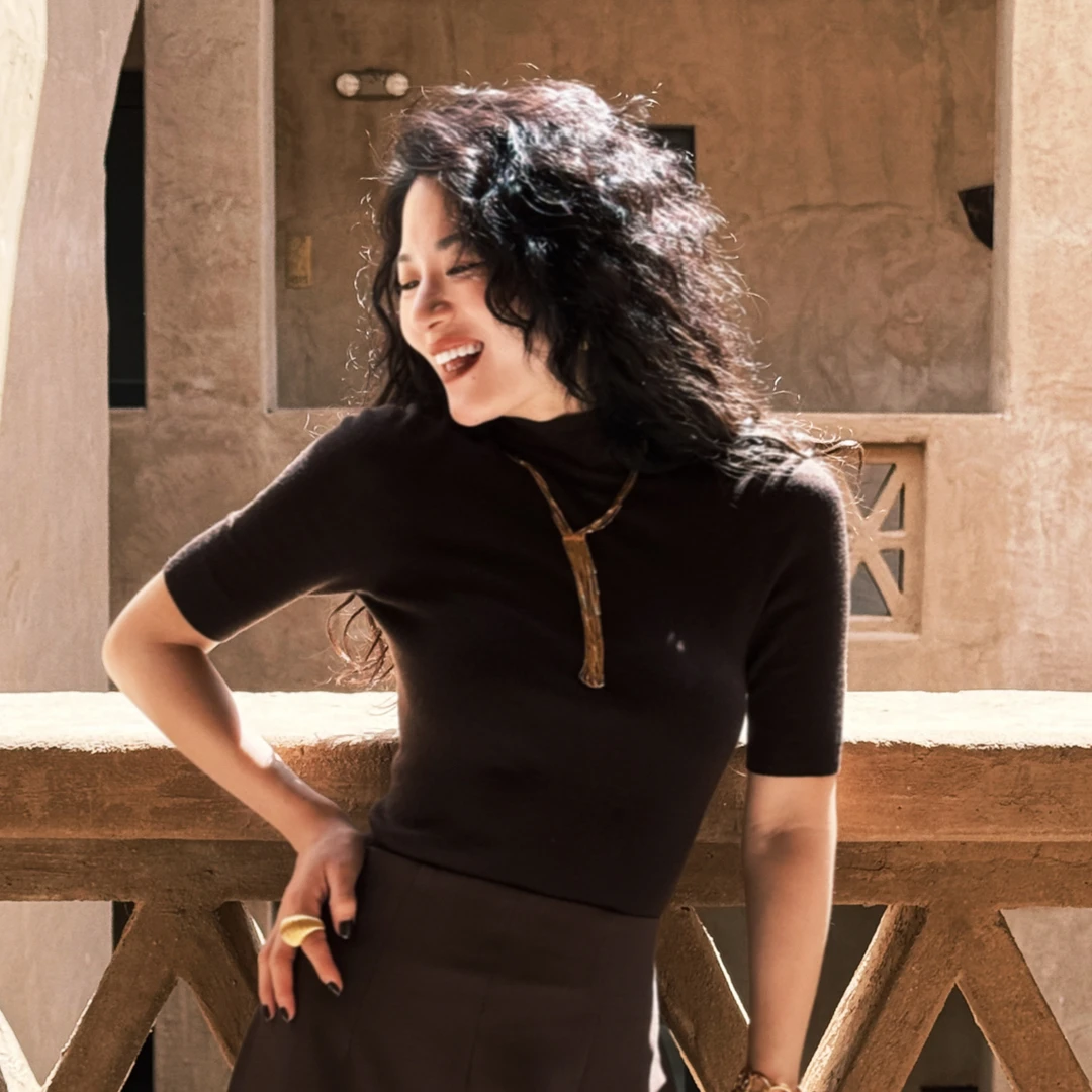 MIRROR 【涛姐精选】 经典永恒双色半高领五分袖百搭毛衣