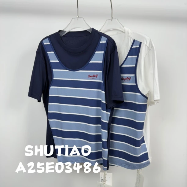 【SHUTIAO】2025夏季：新款小众设计款T恤A25E03486