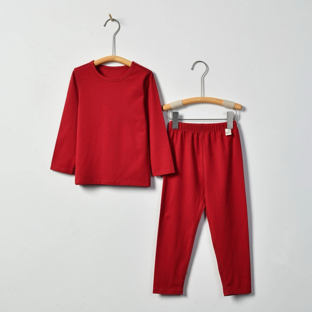 朴素耕HY04/5儿童秋衣秋裤套装打底红色圆领无痕秋冬女童长袖男童