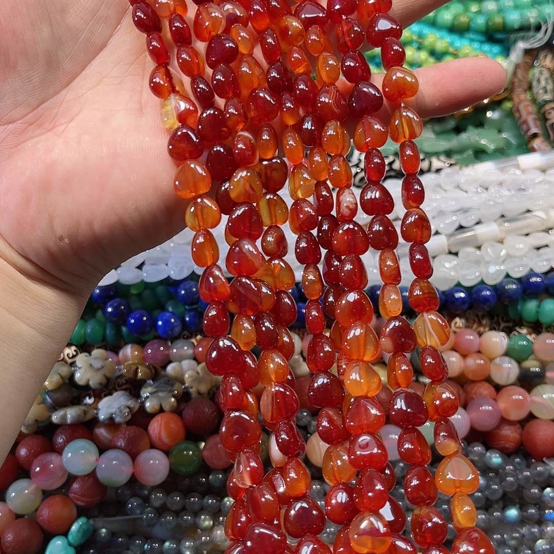 玛瑙/玉髓合金珠宝半成品红玛瑙一条10mm