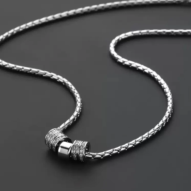 钛钢项链 中性冷淡风闪钻圆环吊坠钛钢项链女轻奢百搭锁骨链男潮