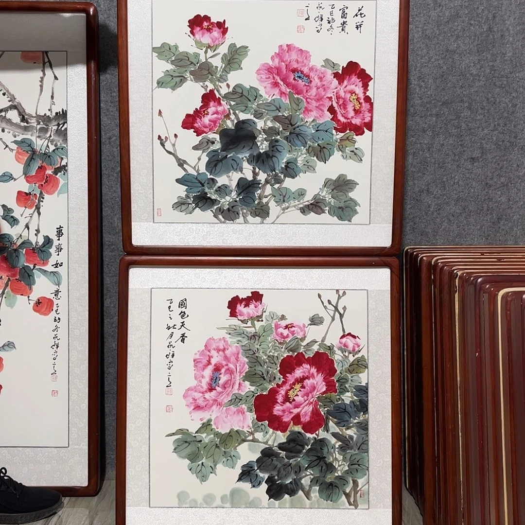 国画书画作品带框63×63