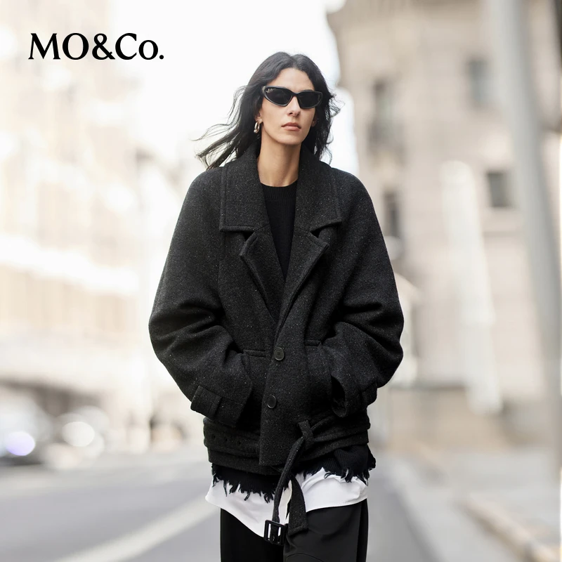【粉丝专属】MOCO外套冬含绵羊毛可拆卸毛领附腰带MBD4COTT10