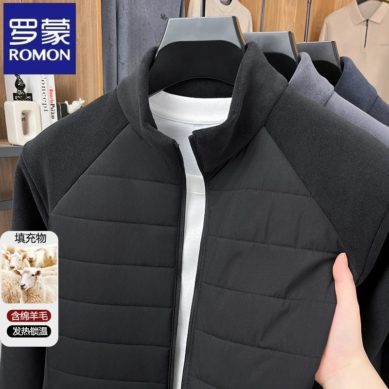 【羊毛填充】罗蒙中年商务保暖立领棉服秋冬季爸爸装户外防寒棉衣男