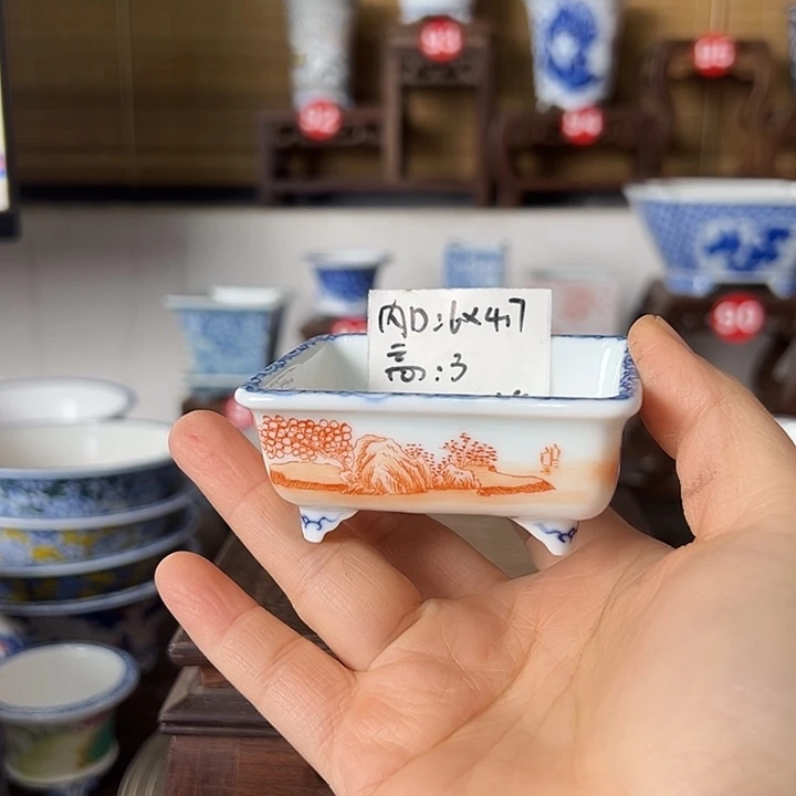 墨奈手绘陶瓷花盆