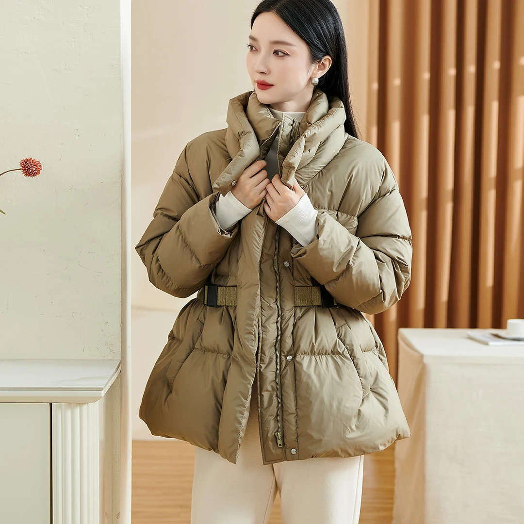 【小熊专属】时尚通勤面包羽绒服90%含绒量收腰外套女5W23DY1853