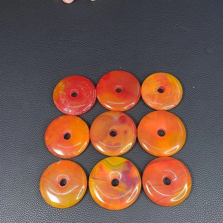 玛瑙未镶嵌吊坠T13红花肉灵芝平安扣带坑拍一发三发其一